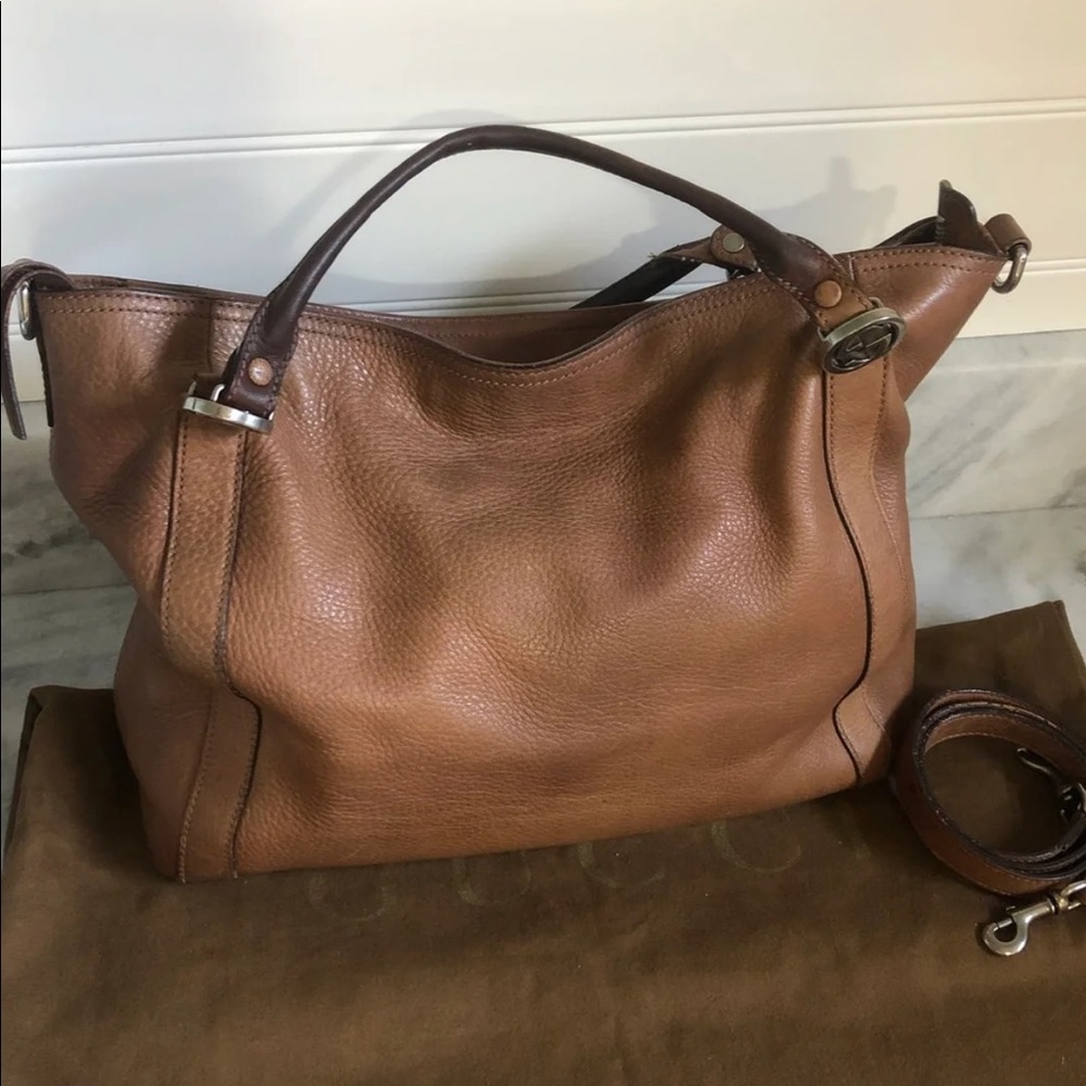 Gucci pebbled leather tote with crossbody strap